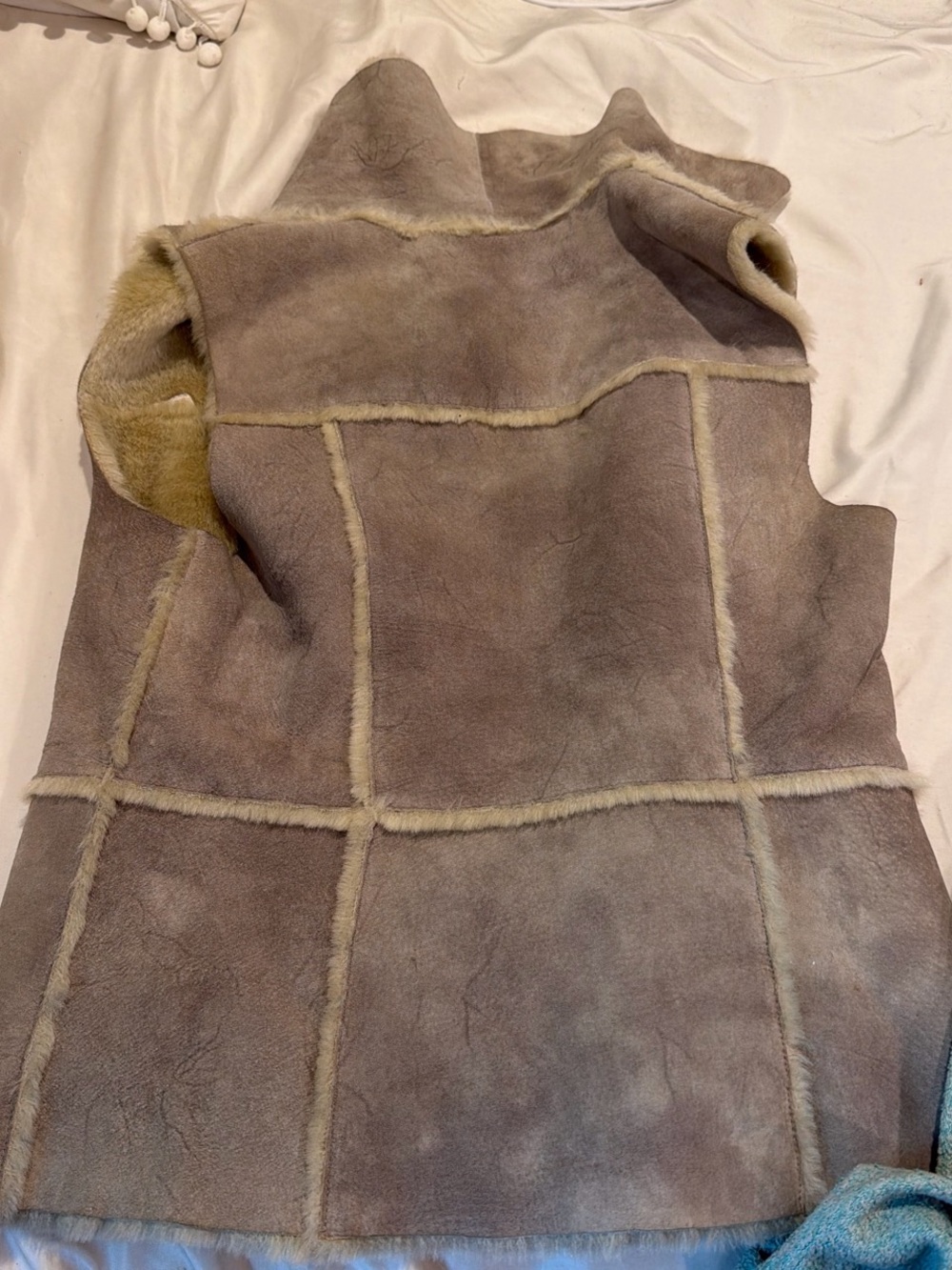 Newport News Taupe Shearling-Lined Suede Vest - Picture 3 of 3